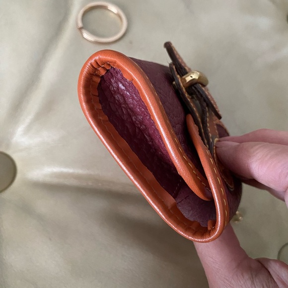 RARE Vintage Dooney & Bourke Key Caddy Coin Mini Bag Charm AWL Leather Rouge - Picture 10 of 15